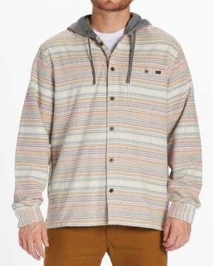 Grey Men's Billabong Baja Hooded Flannel Shirt | 835601PLA