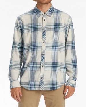 Stone Men's Billabong Coastline Flannel Long Sleeve Shirt | 156094GJR