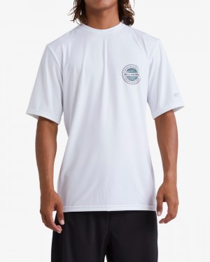 White Men's Billabong Rotor Loose Fit Short Sleeve Surf T-Shirt | 027839HTS