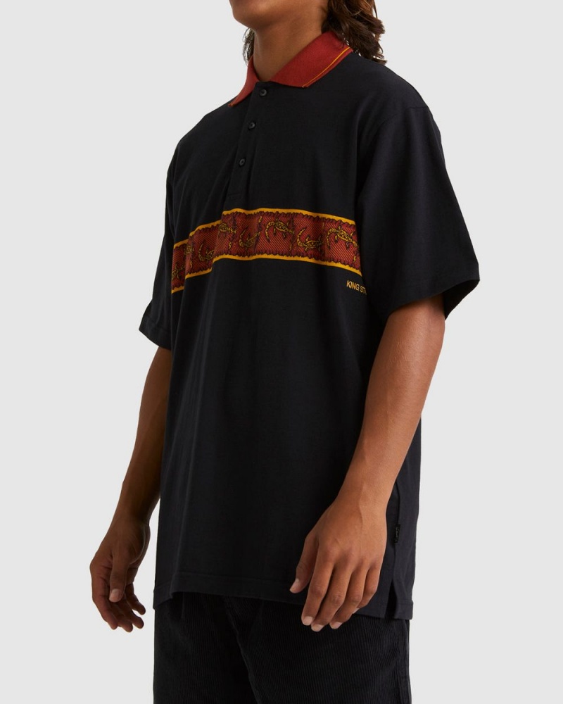 Black Men's Billabong King Croc Polo Shirt | 063541UYC