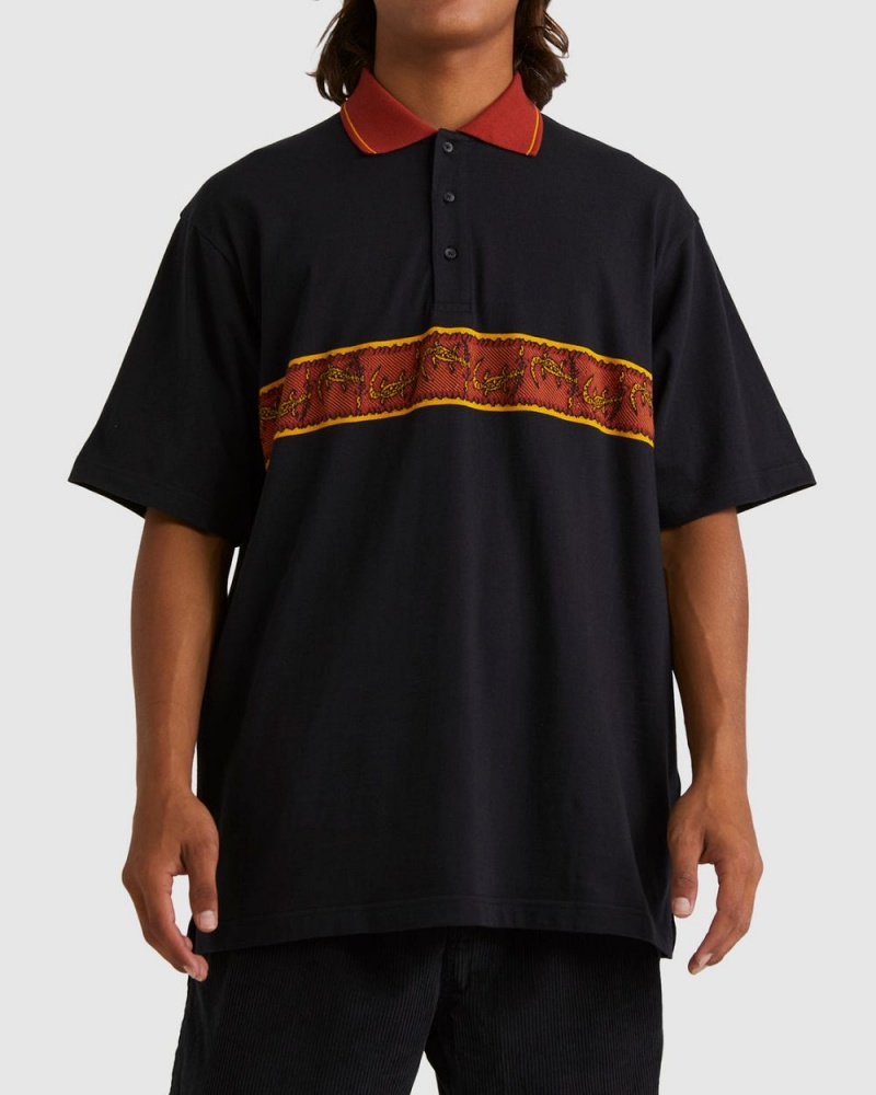 Black Men\'s Billabong King Croc Polo Shirt | 063541UYC