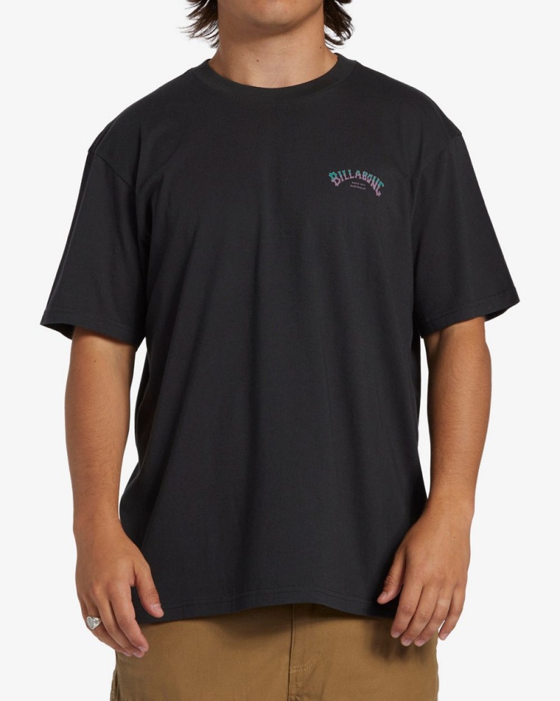 Washed Black Men\'s Billabong Stacked Arch Short Sleeve T-Shirt | 293187LNO